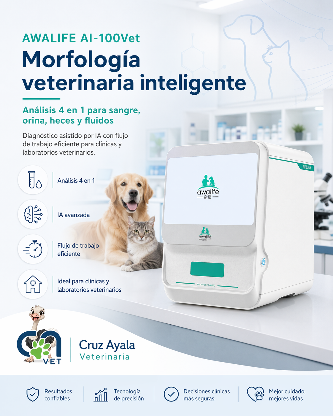 AWALIFE AI-100Vet para morfología veterinaria inteligente