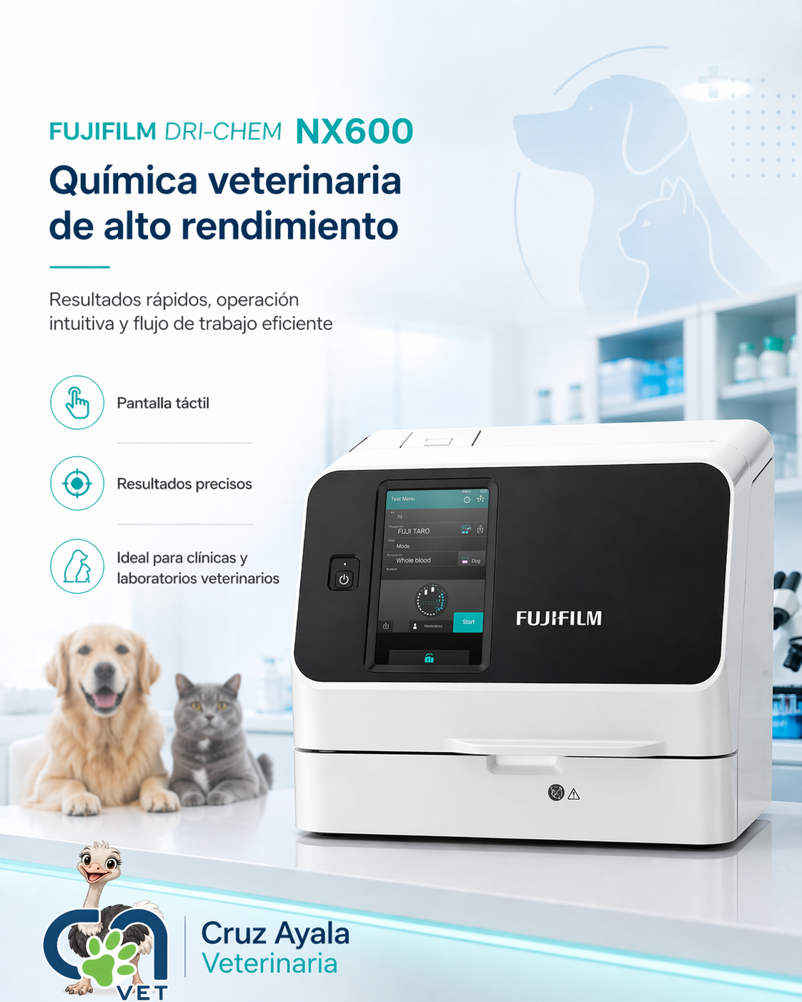 FUJIFILM DRI-CHEM NX600 para química veterinaria