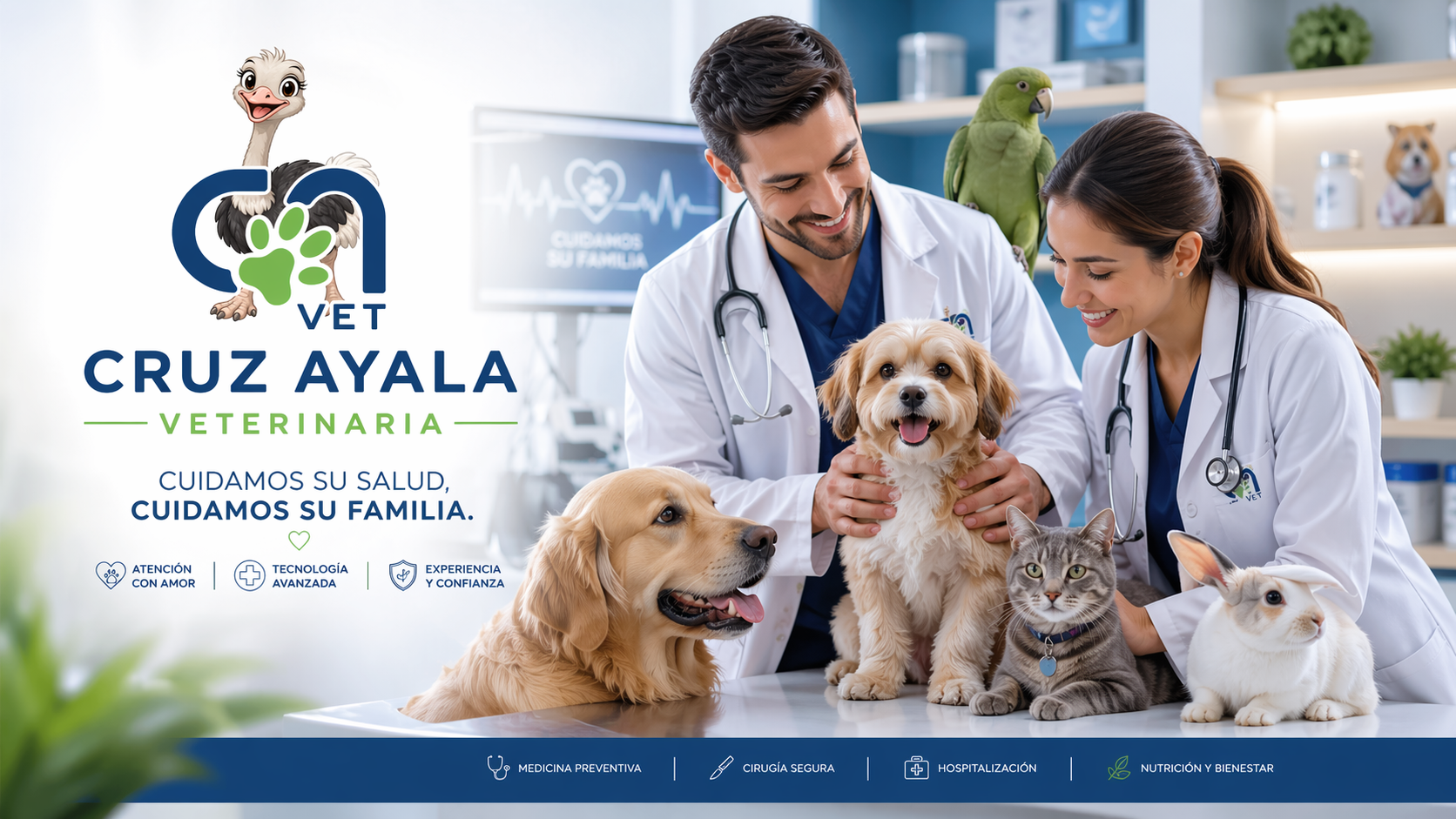 Cruz Ayala Veterinaria cuidando mascotas en clínica